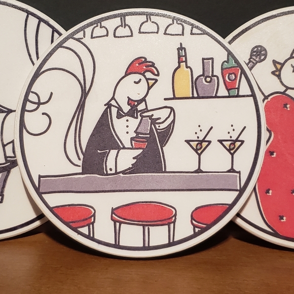 hens and roosters coasters - Picture 3 of 8